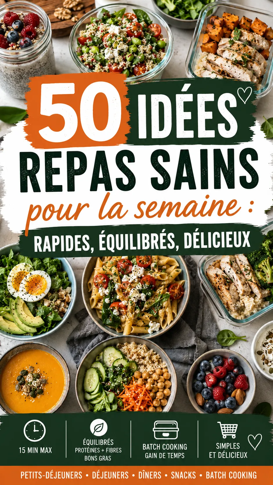 50 idées repas sains pour la semaine : rapides, équilibrés, délicieux