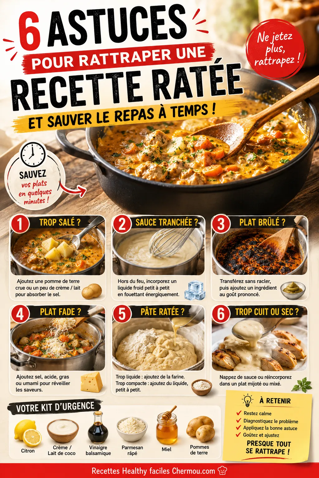 6 astuces pour rattraper une recette ratée (et sauver le repas à temps)