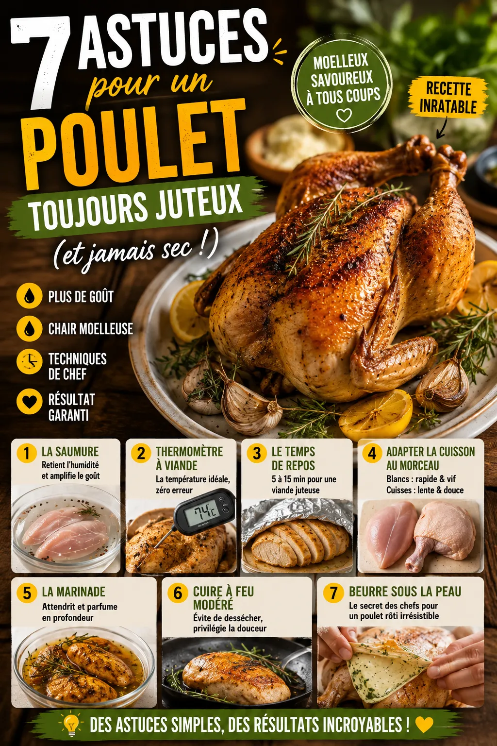 7 astuces pour un poulet toujours juteux (et jamais sec)