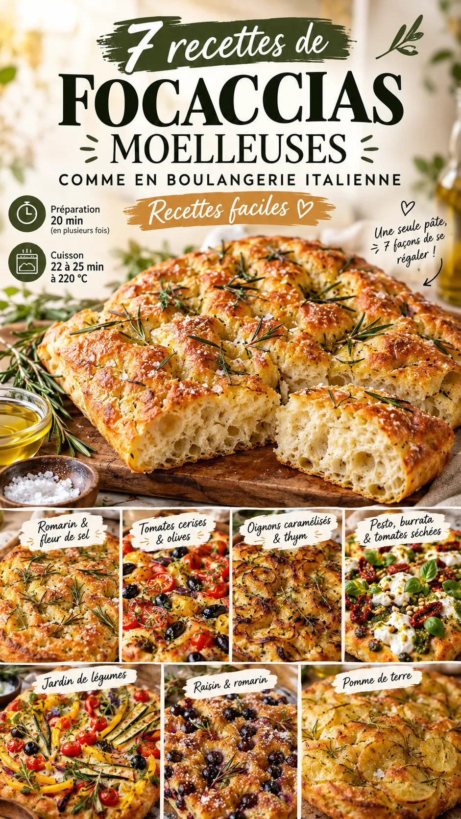 7 focaccias moelleuses comme en boulangerie italienne (recettes faciles)