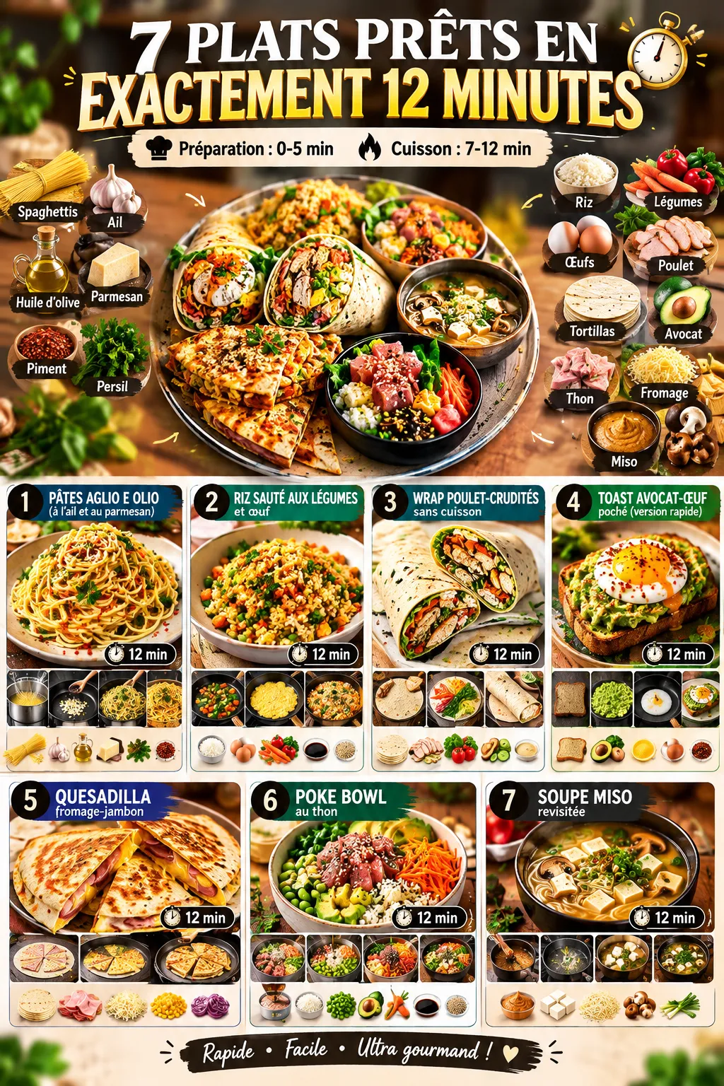 7 plats prêts en exactement 12 minutes
