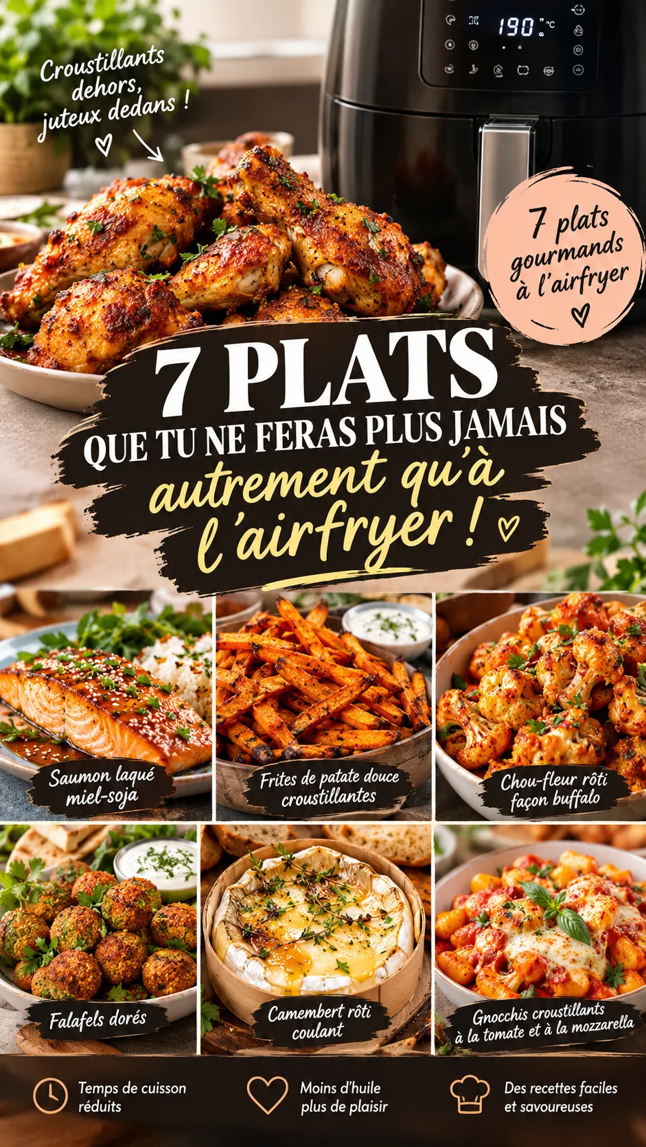 7 plats que tu ne feras plus jamais autrement qu'à l'airfryer