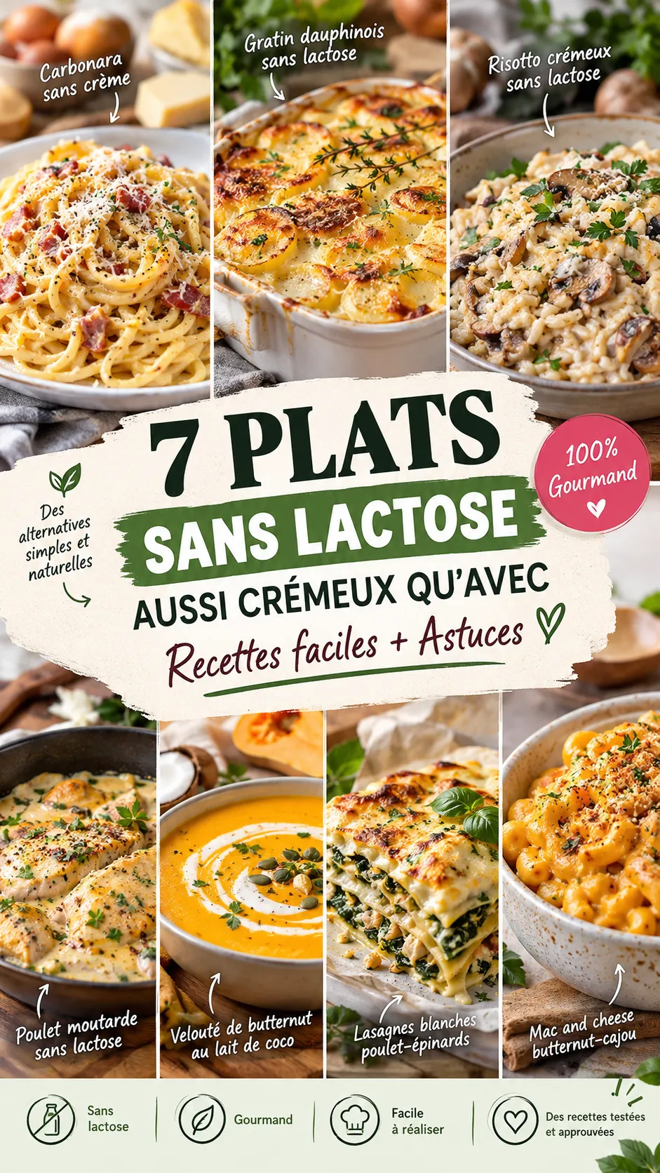 7 plats sans lactose aussi crémeux qu'avec : recettes faciles et astuces