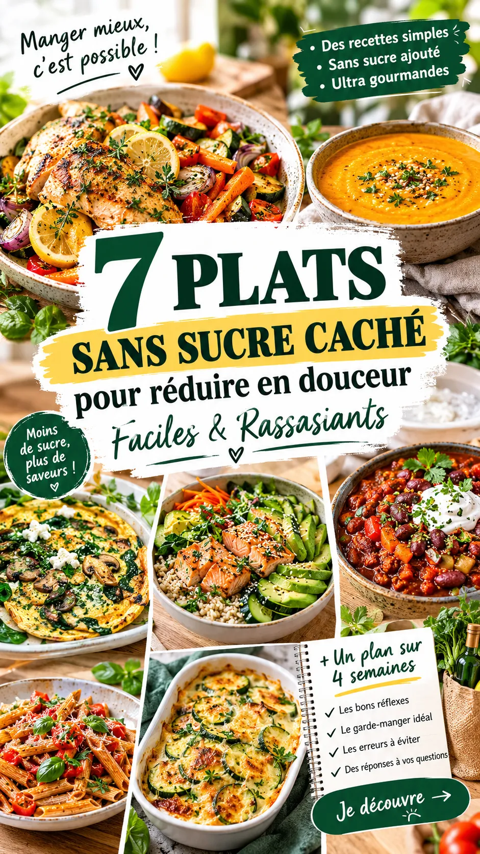 7 plats sans sucre caché pour réduire en douceur (faciles et rassasiants)