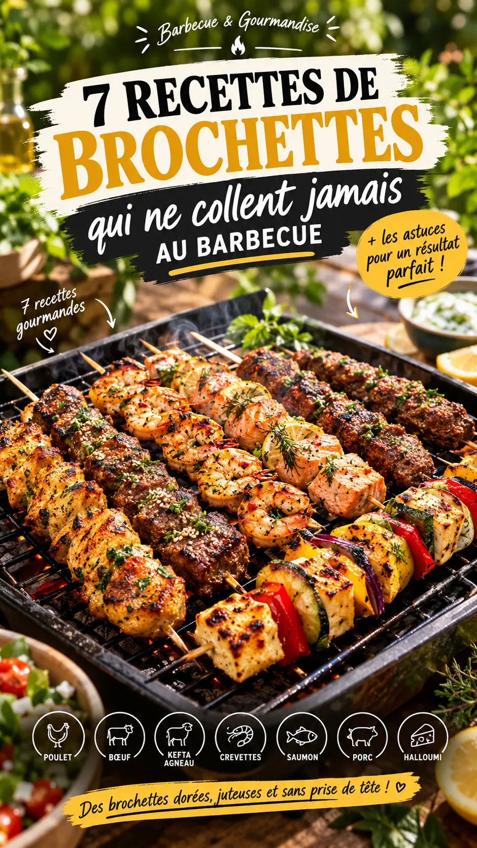 7 recettes de brochettes qui ne collent jamais au barbecue