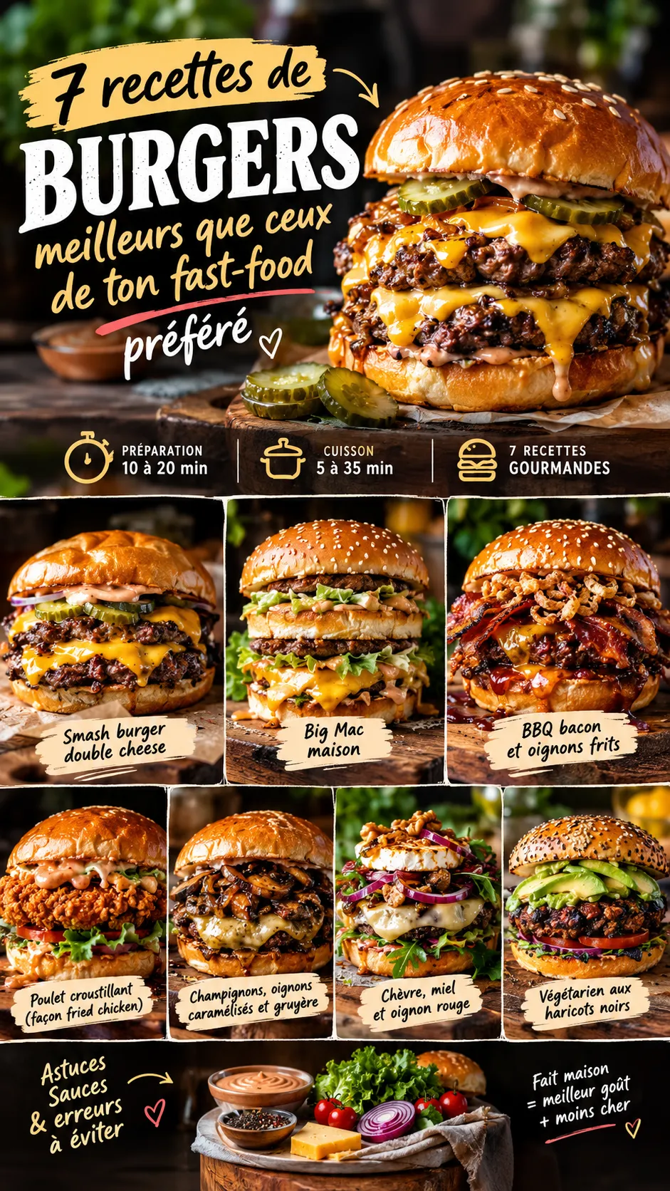 7 recettes de burgers meilleurs que ceux de ton fast-food préféré
