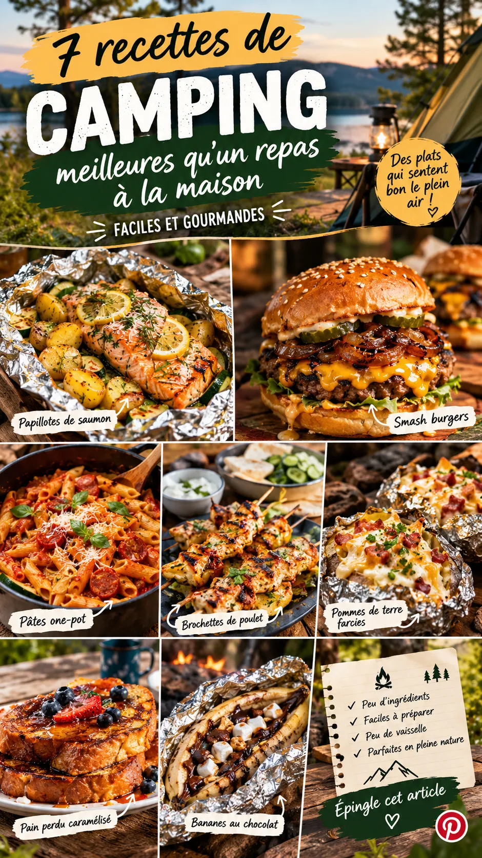 7 recettes de camping meilleures qu'un repas à la maison (faciles et gourmandes)