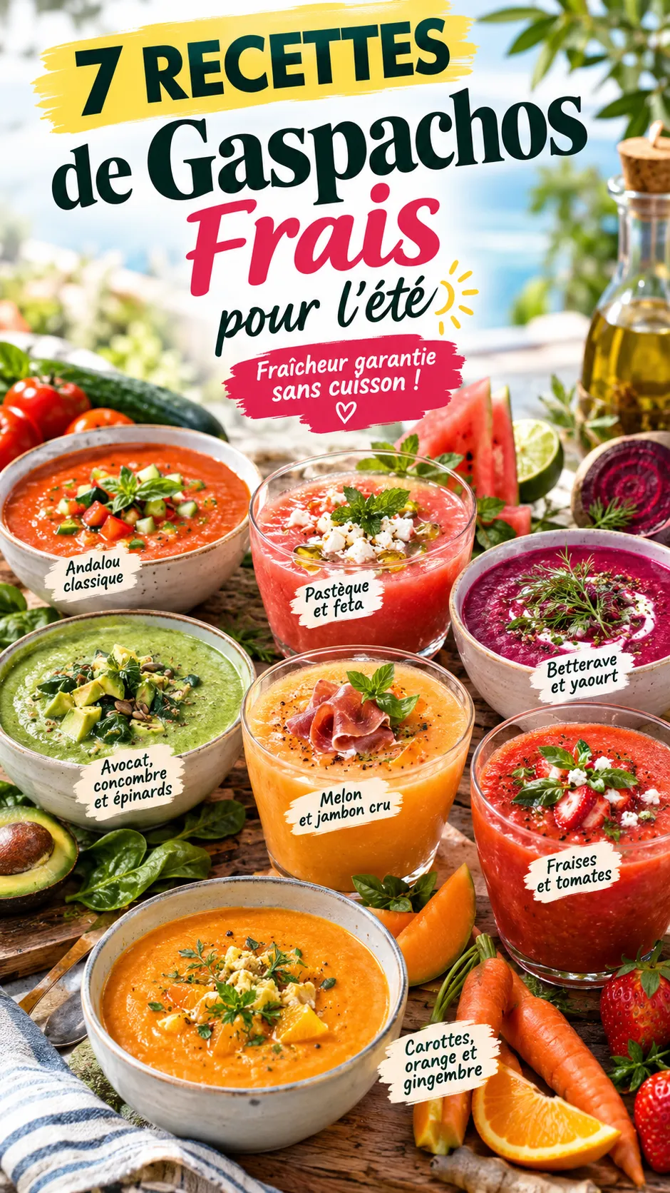 7 recettes de gaspachos frais pour l'été — fraîcheur garantie sans cuisson