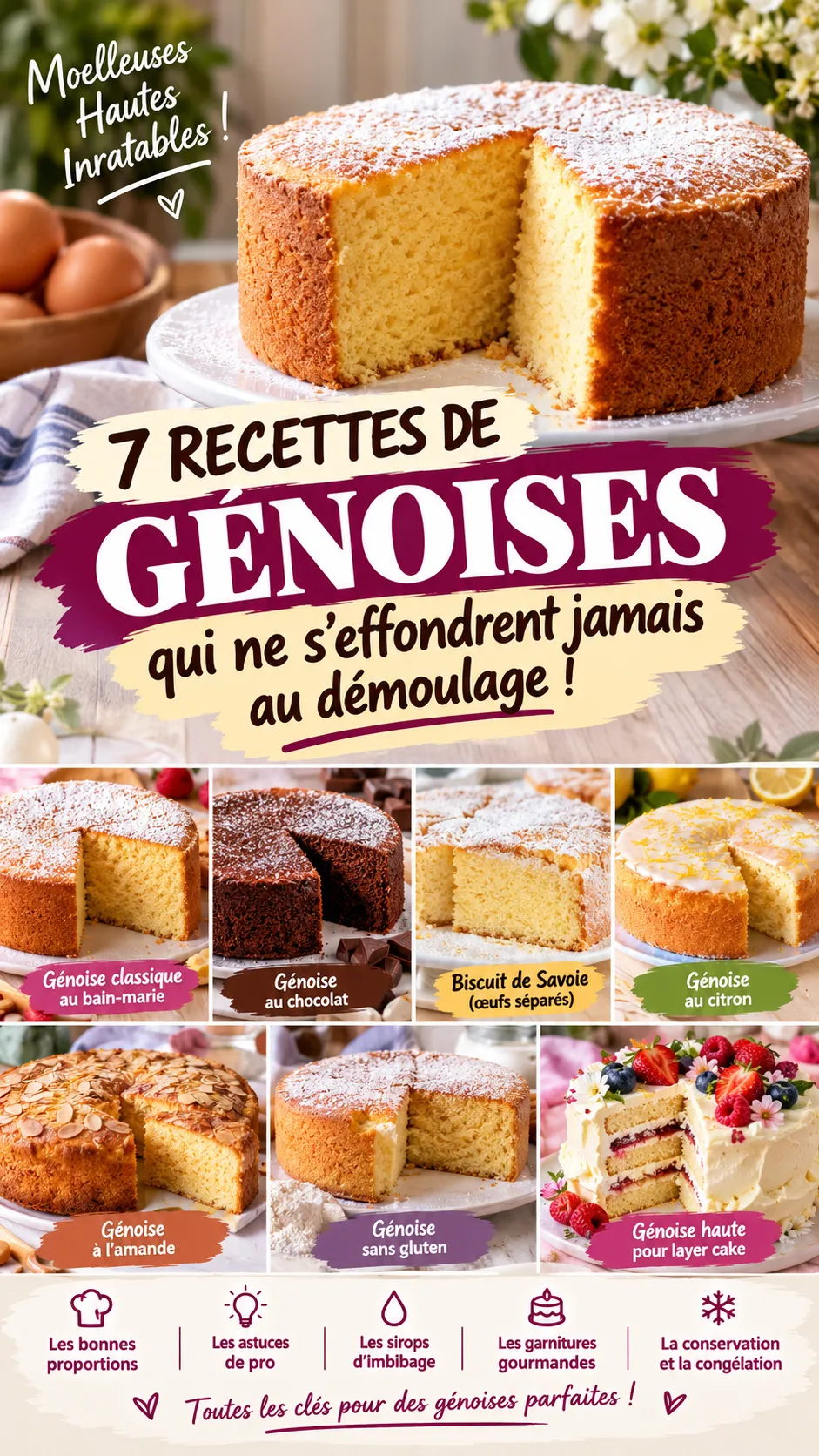 7 recettes de génoises qui ne s'effondrent jamais au démoulage