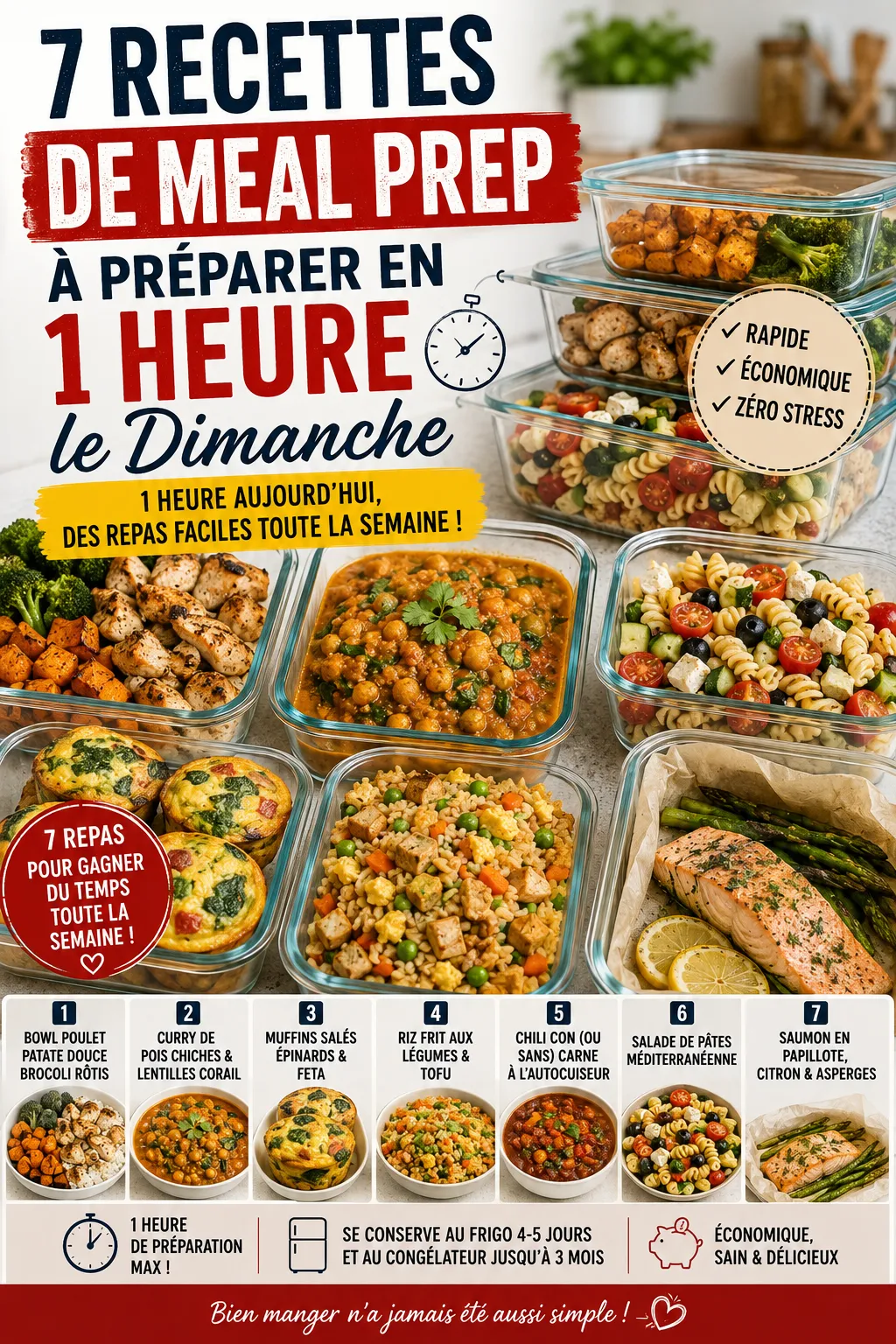 7 Recettes De Meal Prep À Préparer En 1 Heure Le Dimanche