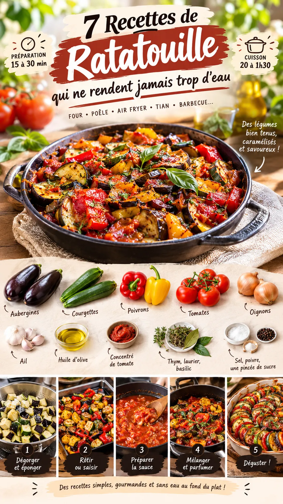 7 recettes de ratatouille qui ne rendent jamais trop d'eau