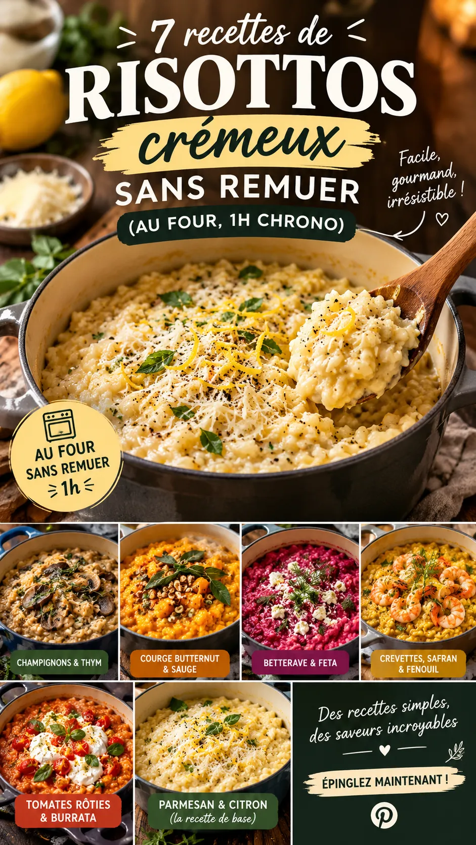 7 recettes de risottos crémeux sans remuer (au four, 1h chrono)