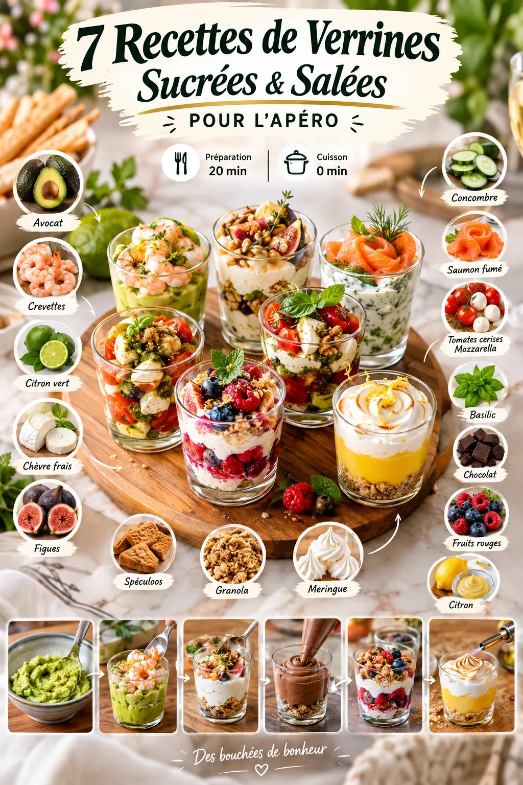 7 recettes de verrines sucrées et salées pour l'apéro (faciles et rapides)