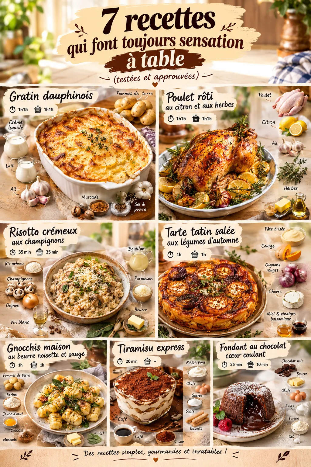 7 recettes qui font toujours sensation à table (testées et approuvées)