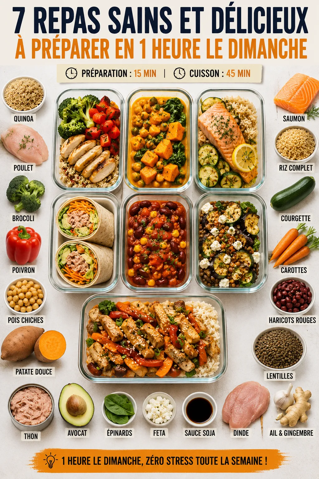 7 Repas Sains Et Délicieux À Préparer En 1 Heure Le Dimanche