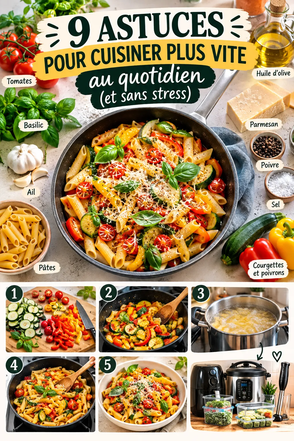 9 astuces pour cuisiner plus vite au quotidien (et sans stress)