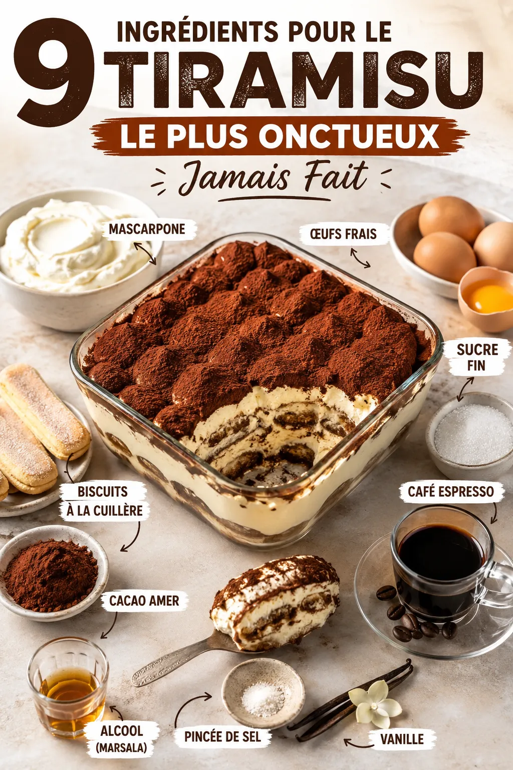 9 Ingrédients pour le Tiramisu le Plus Onctueux Jamais Fait