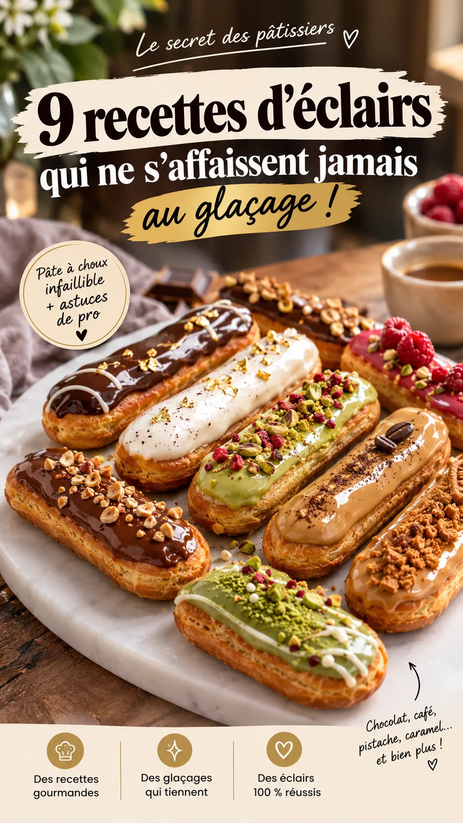 9 recettes d'éclairs qui ne s'affaissent jamais au glaçage