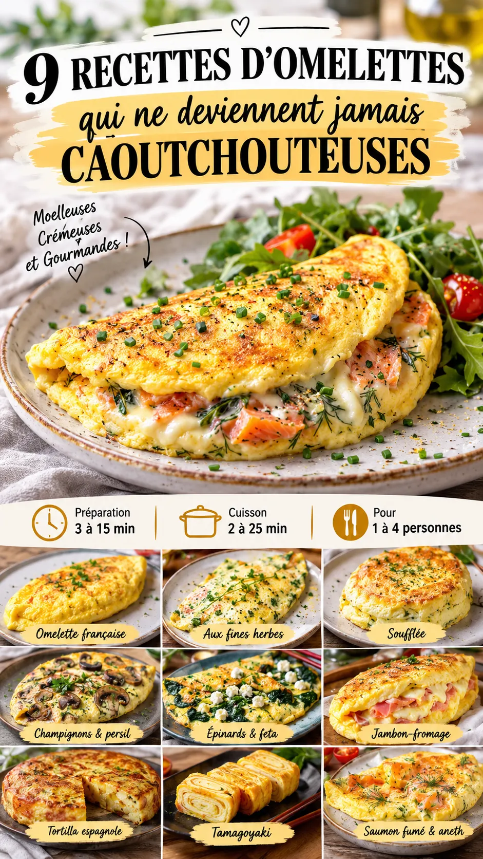 9 recettes d'omelettes qui ne deviennent jamais caoutchouteuses