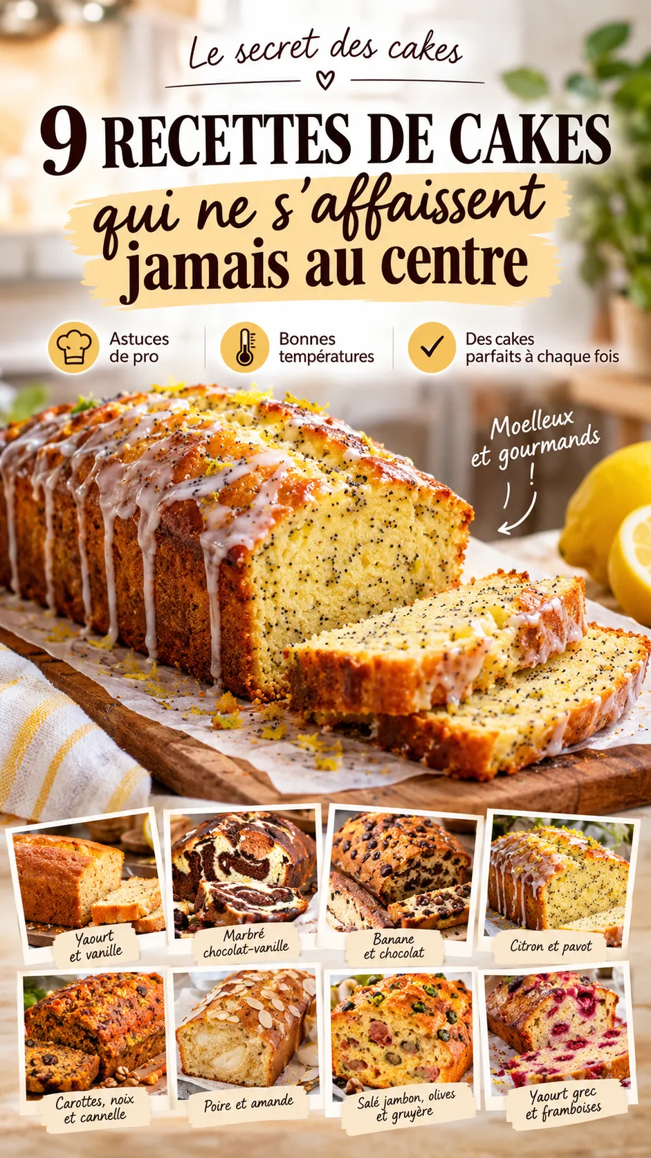 9 recettes de cakes qui ne s'affaissent jamais au centre