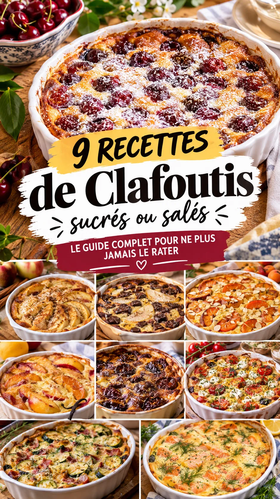 9 recettes de clafoutis sucrés ou salés — le guide complet pour ne plus jamais le rater