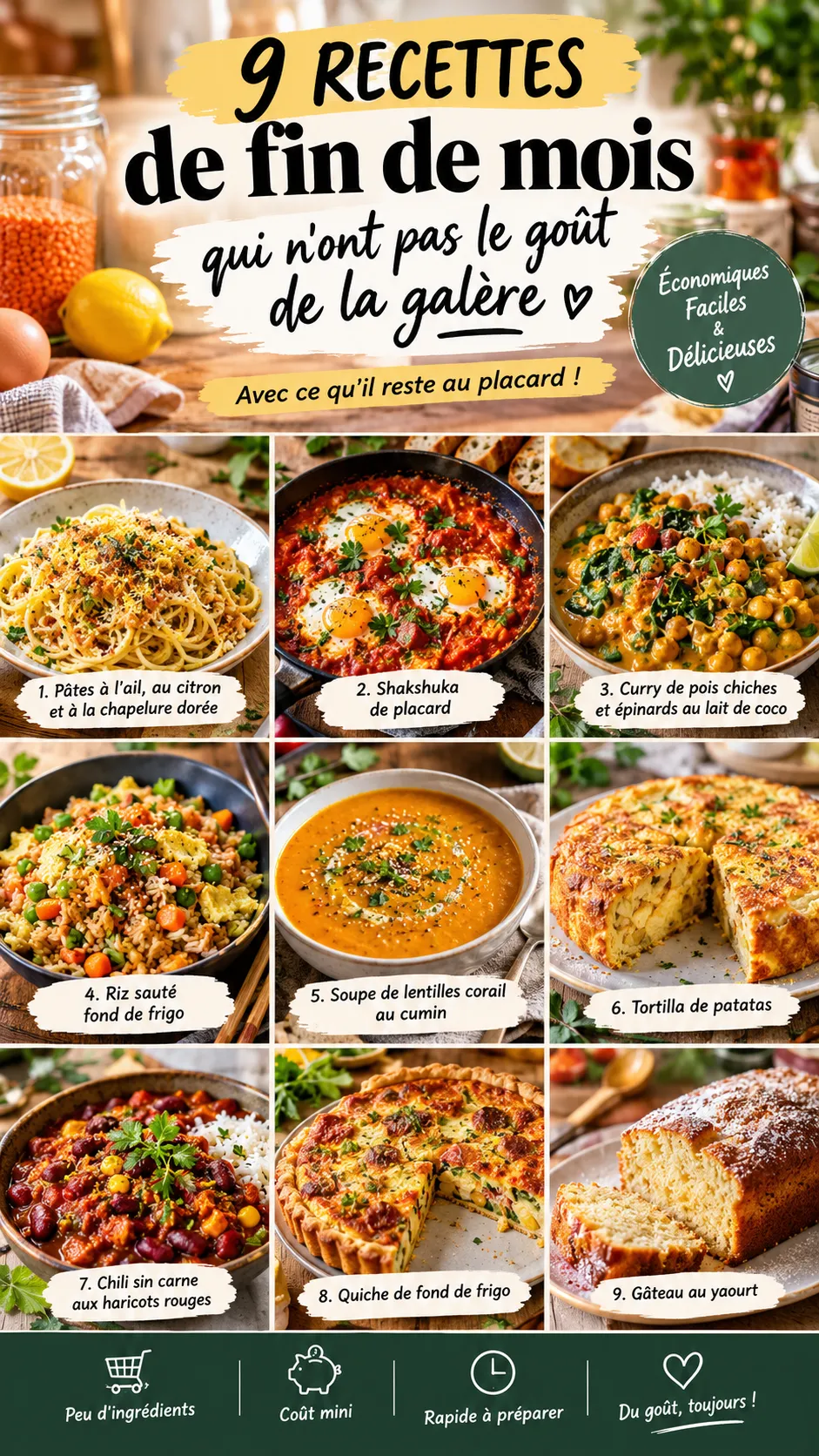 9 recettes de fin de mois qui n'ont pas le goût de la galère