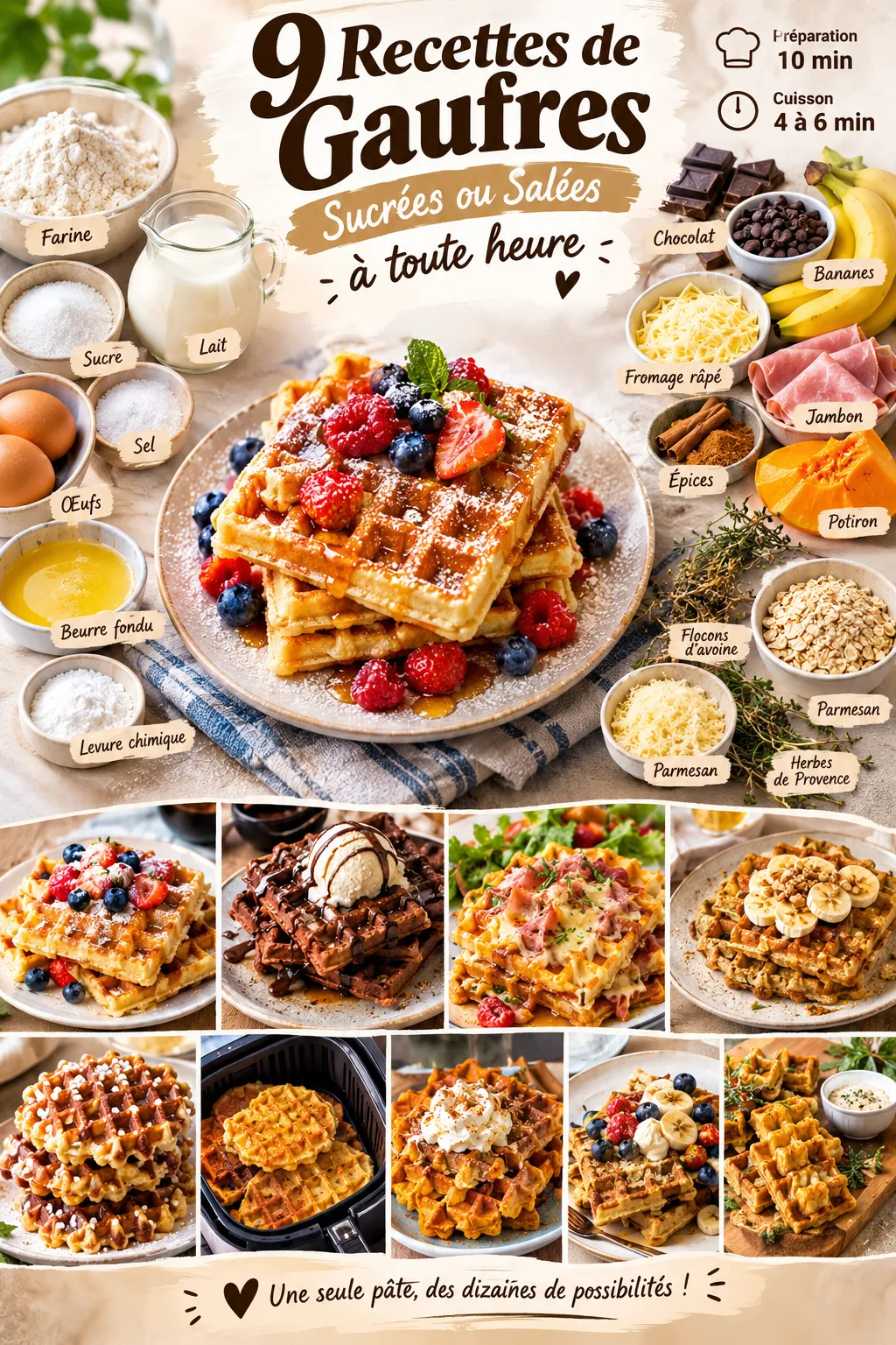 9 recettes de gaufres sucrées ou salées à toute heure