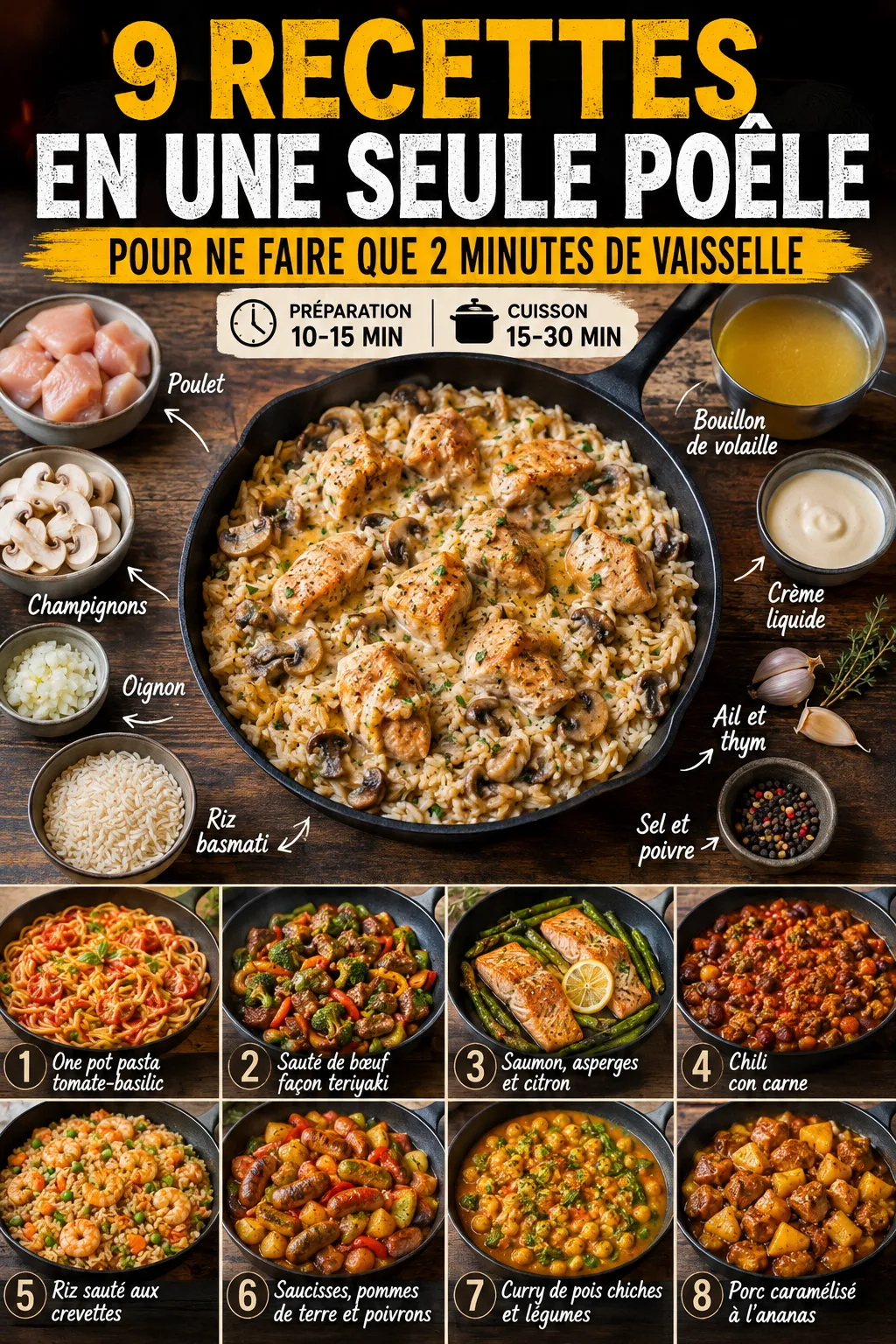 9 Recettes en Une Seule Poêle Pour Ne Faire Que 2 Minutes de Vaisselle