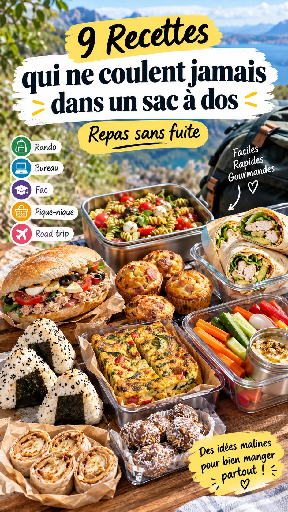 9 recettes qui ne coulent jamais dans un sac à dos : repas sans fuite