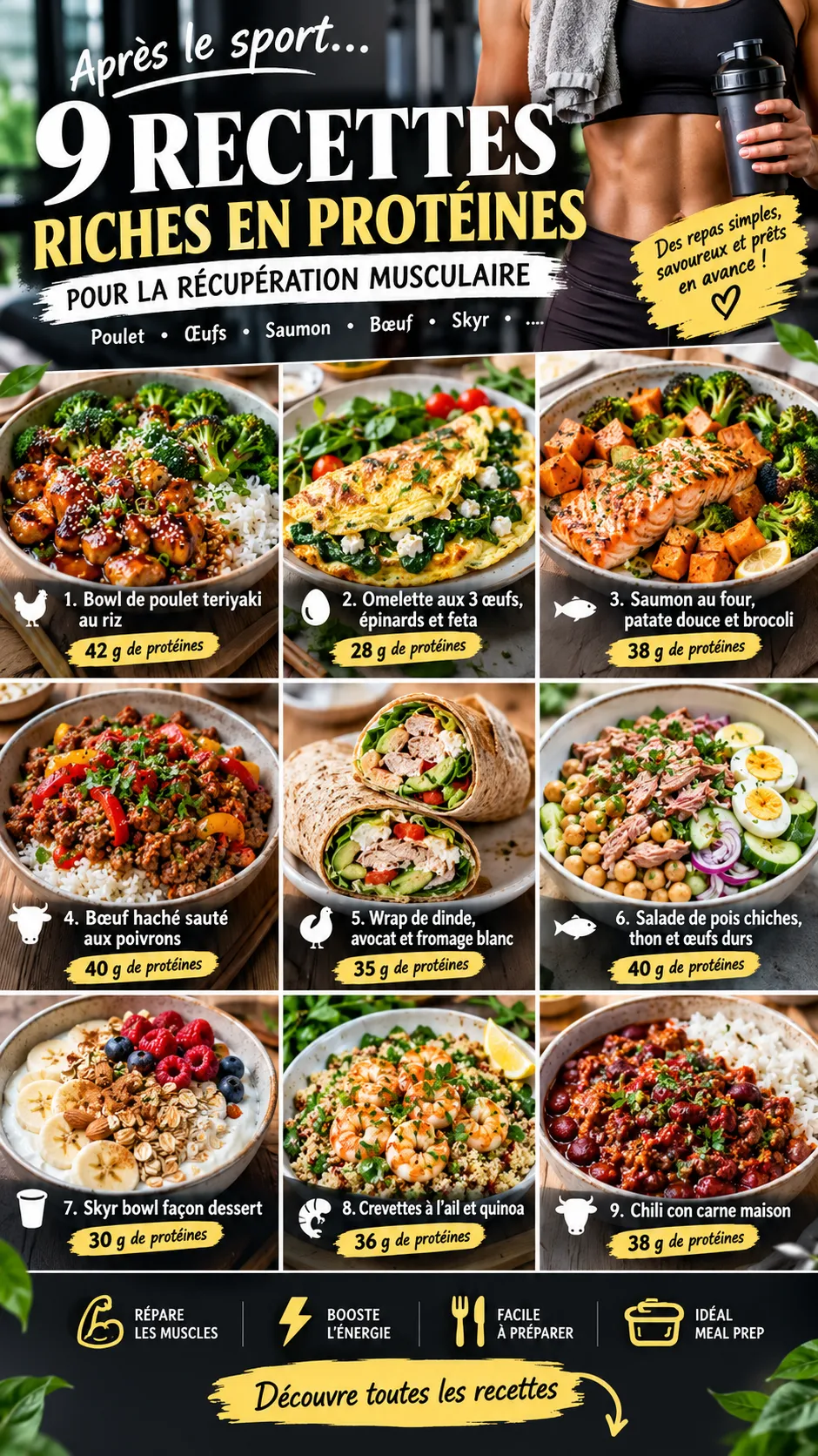 9 recettes riches en protéines animales pour la récupération musculaire