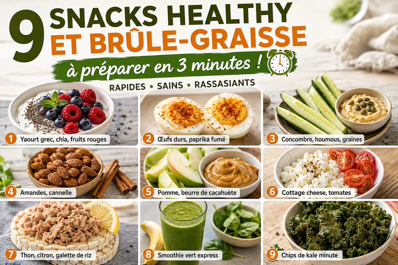 9 Snacks Healthy et Brûle-Graisse à Préparer en 3 Minutes