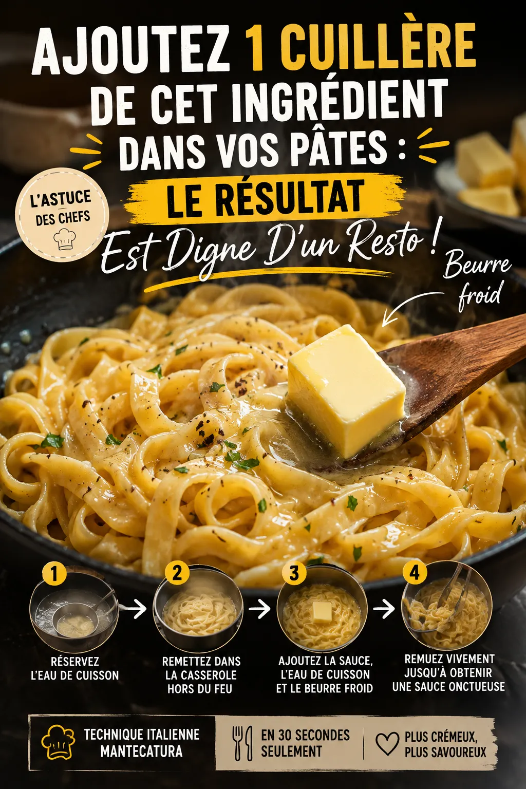 Ajoutez 1 Cuillère De Cet Ingrédient Dans Vos Pâtes : Le Résultat Est Digne D'un Resto