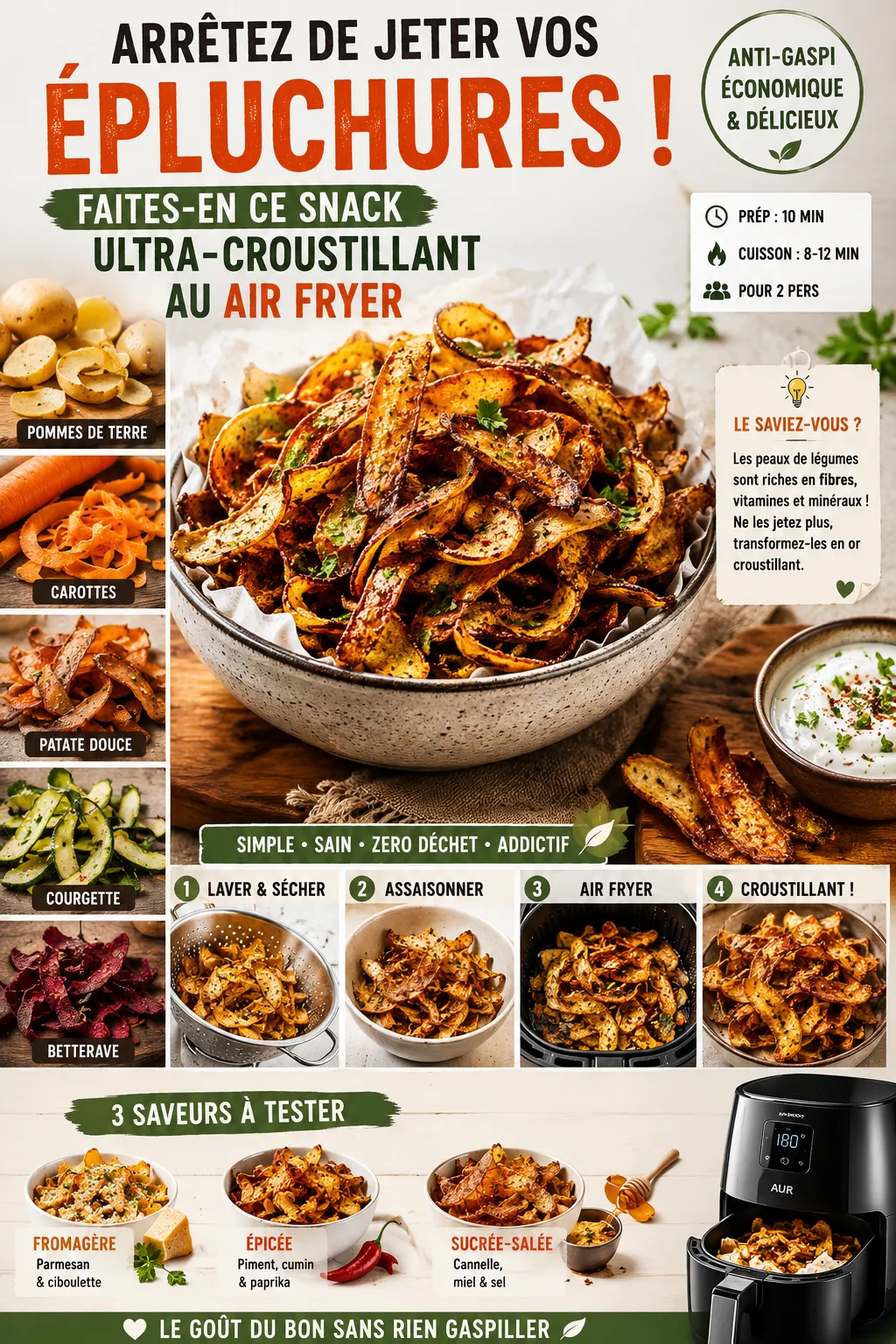 Arrêtez De Jeter Vos Épluchures ! Faites-En Ce Snack Ultra-Croustillant au Air Fryer