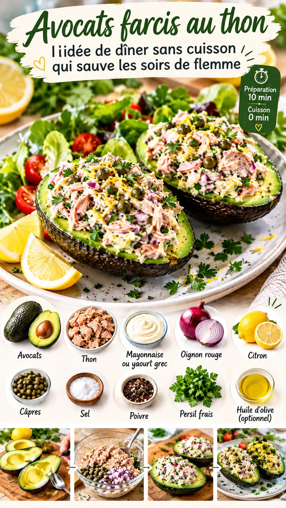 Avocats farcis au thon : l'idée de dîner sans cuisson qui sauve les soirs de flemme