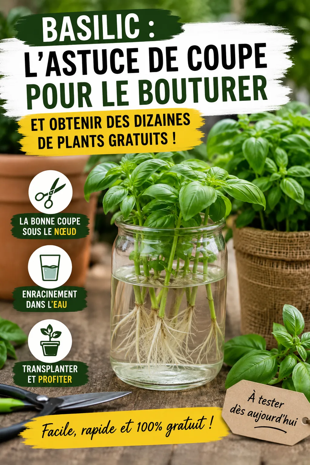Basilic : l'astuce de coupe pour le bouturer et obtenir des dizaines de plants gratuits