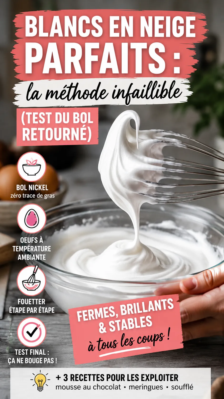 Blancs en neige parfaits : la méthode infaillible (test du bol retourné)