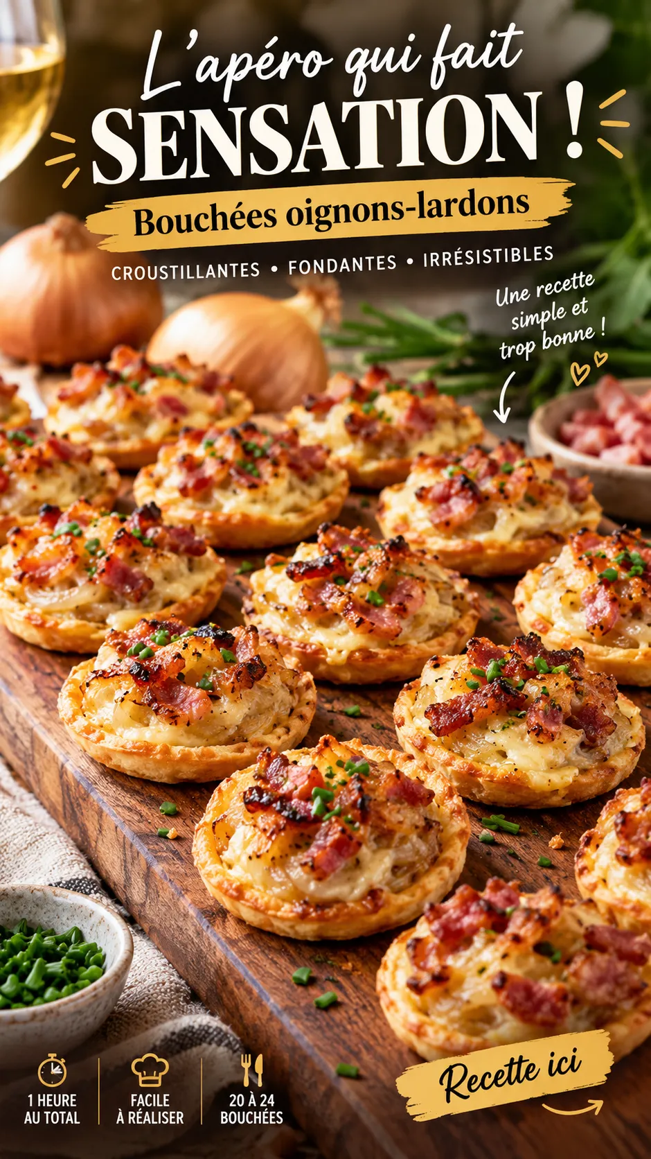 Bouchées oignons-lardons — le cracker apéro qui vole la vedette aux feuilletés