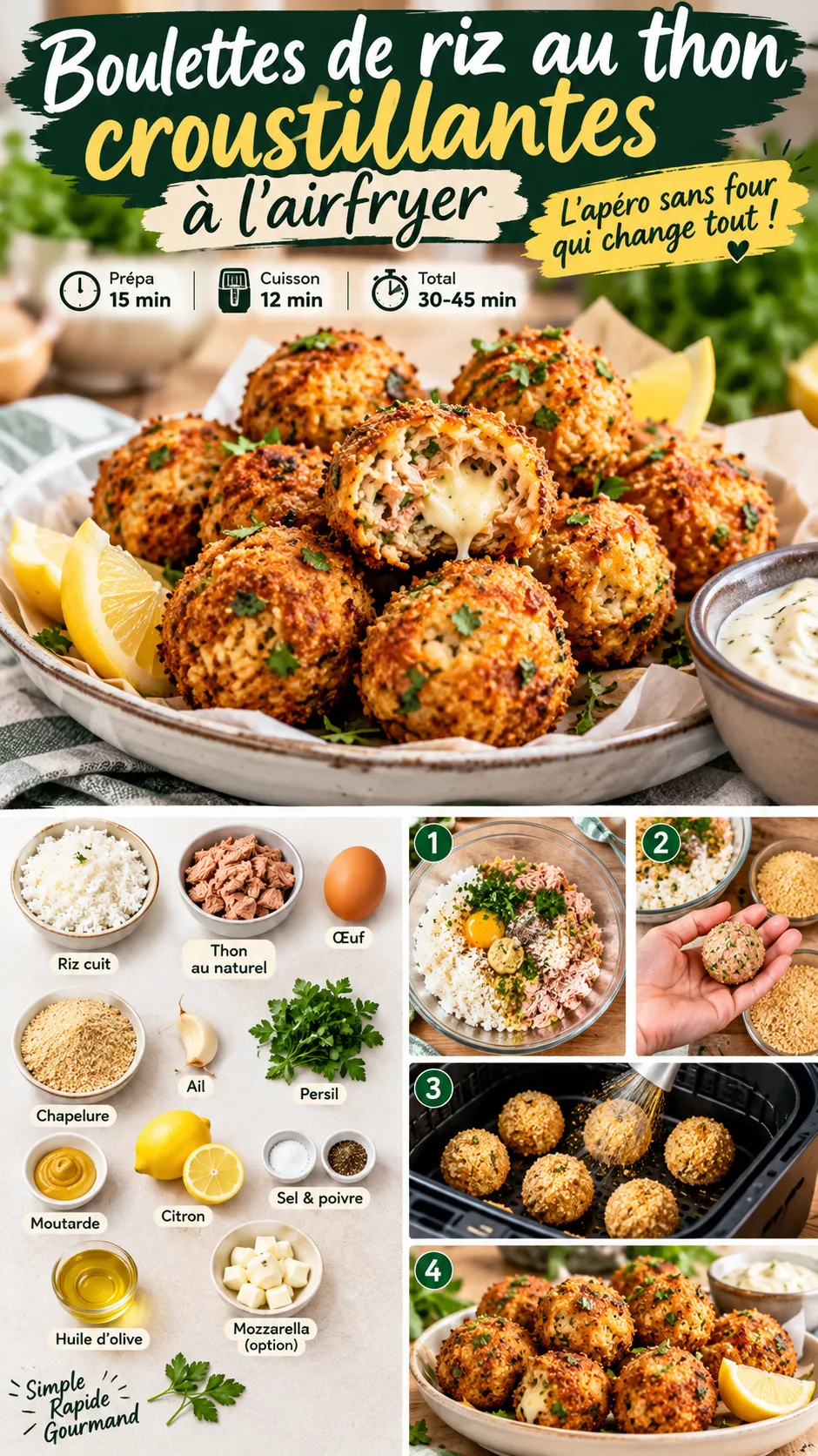 Boulettes de riz au thon croustillantes à l'airfryer — l'apéro sans four qui change tout