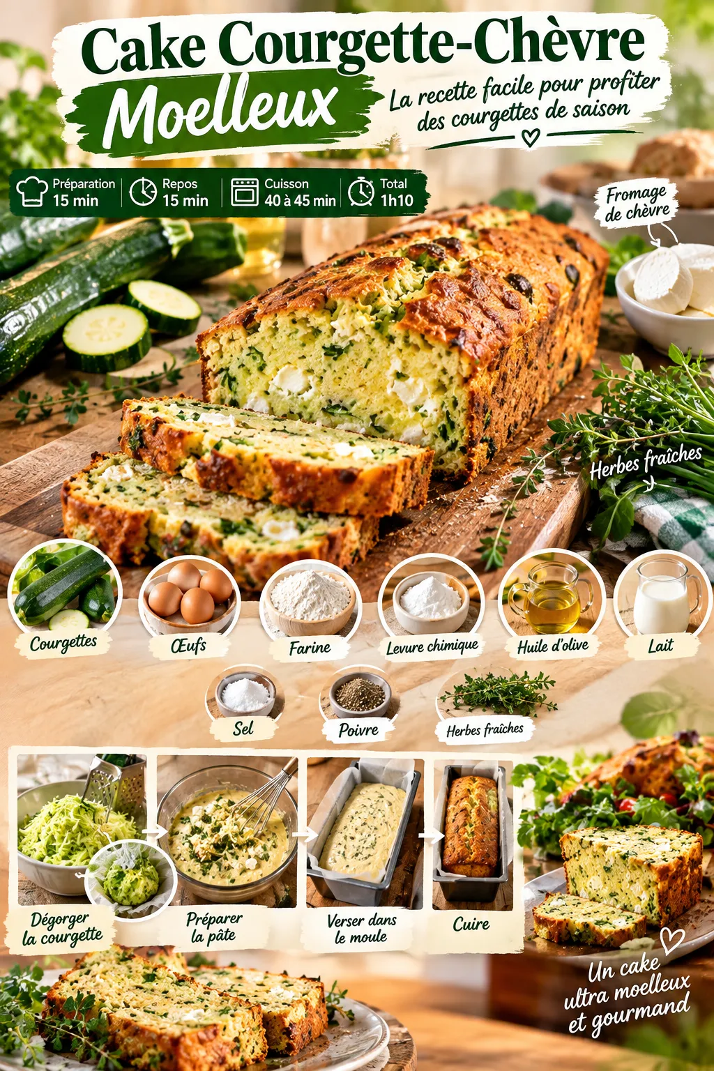 Cake courgette-chèvre moelleux : la recette facile pour profiter des courgettes de saison