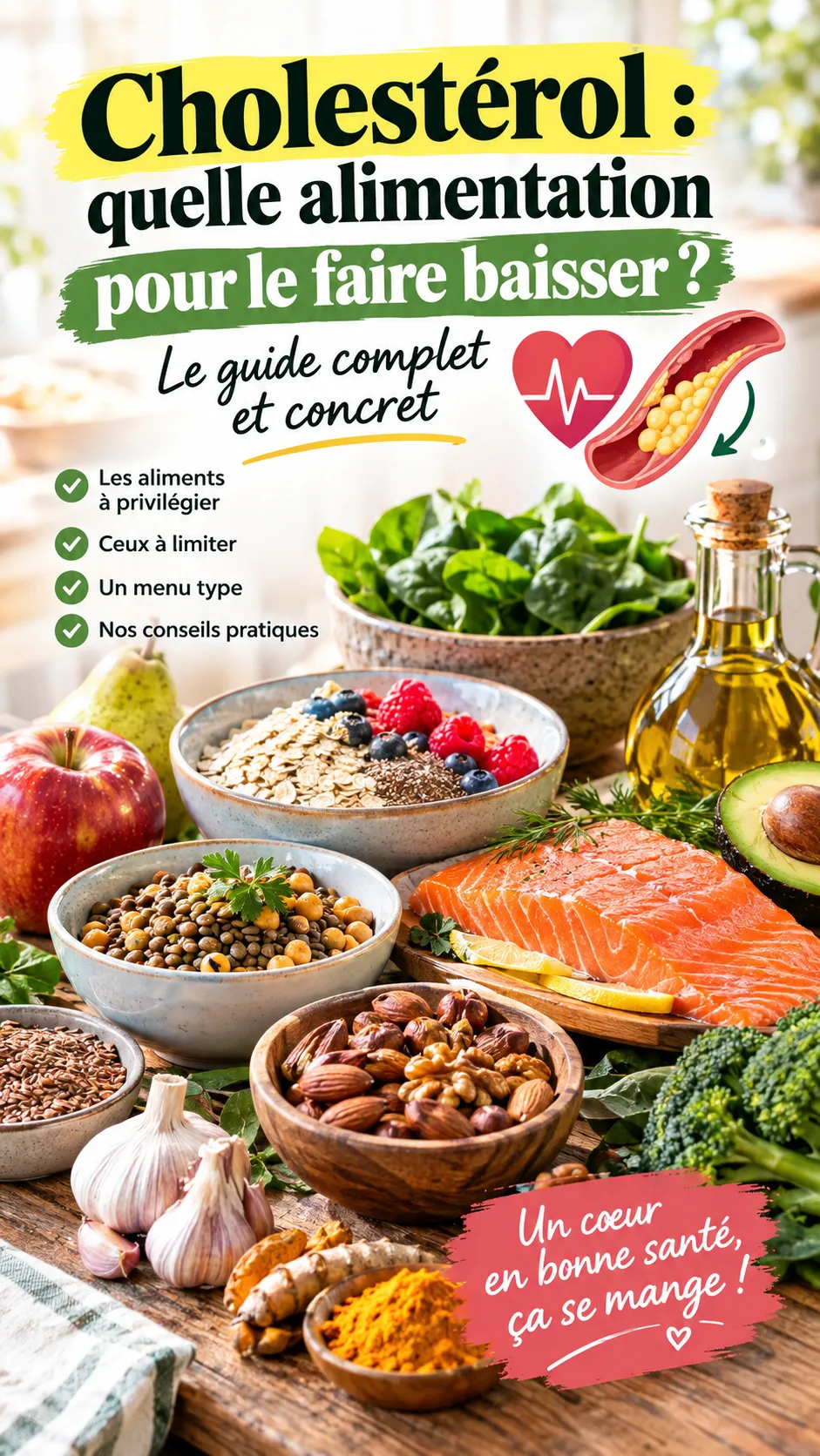 Cholestérol : quelle alimentation pour le faire baisser ? Le guide complet et concret
