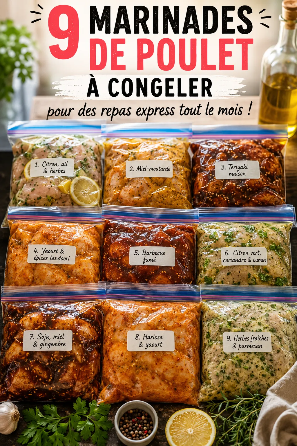 9 Marinades de Poulet à Congeler pour des Repas Express Tout le Mois