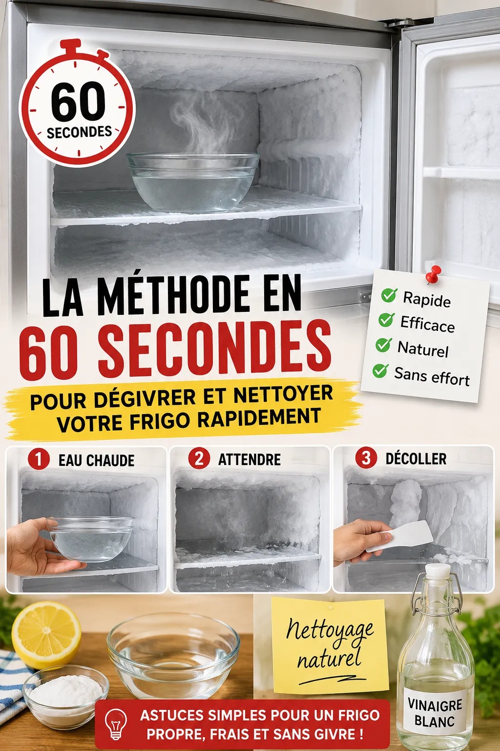 La Méthode En 60 Secondes Pour Dégivrer Et Nettoyer Votre Frigo