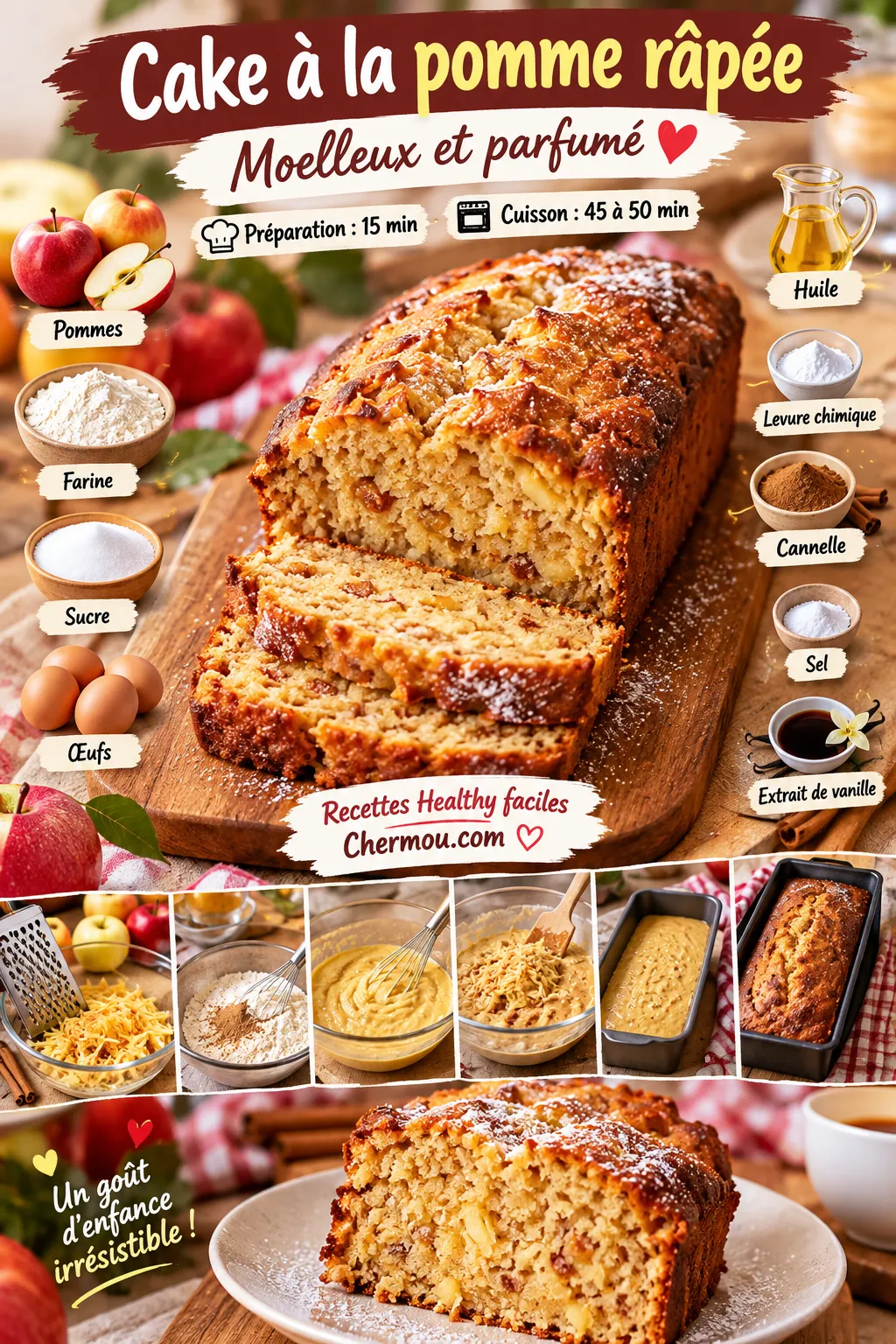 Cake à la pomme râpée moelleux — la recette facile qui fait toujours plaisir