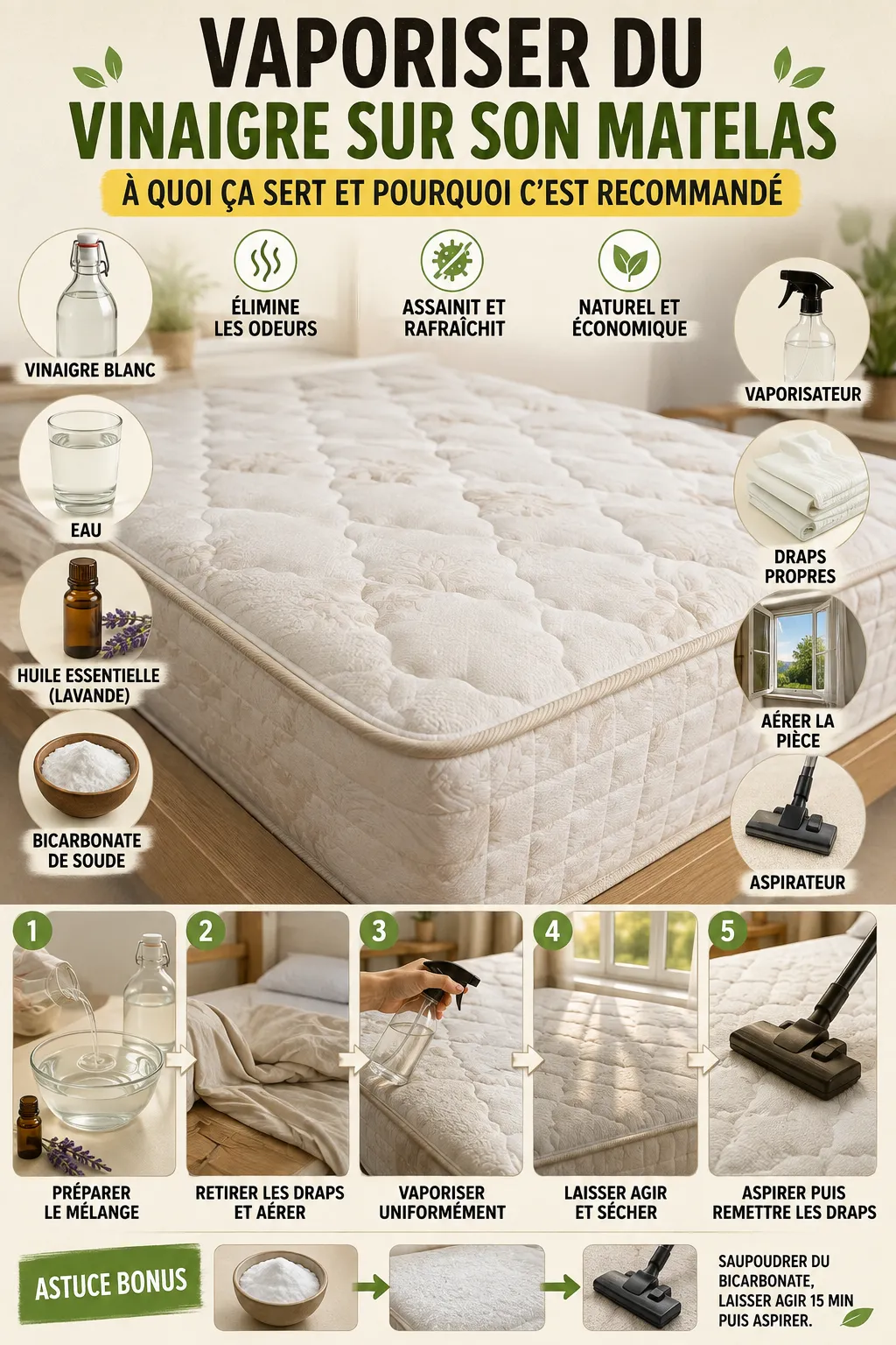 Vaporiser du vinaigre sur son matelas : à quoi ça sert et pourquoi c'est recommandé