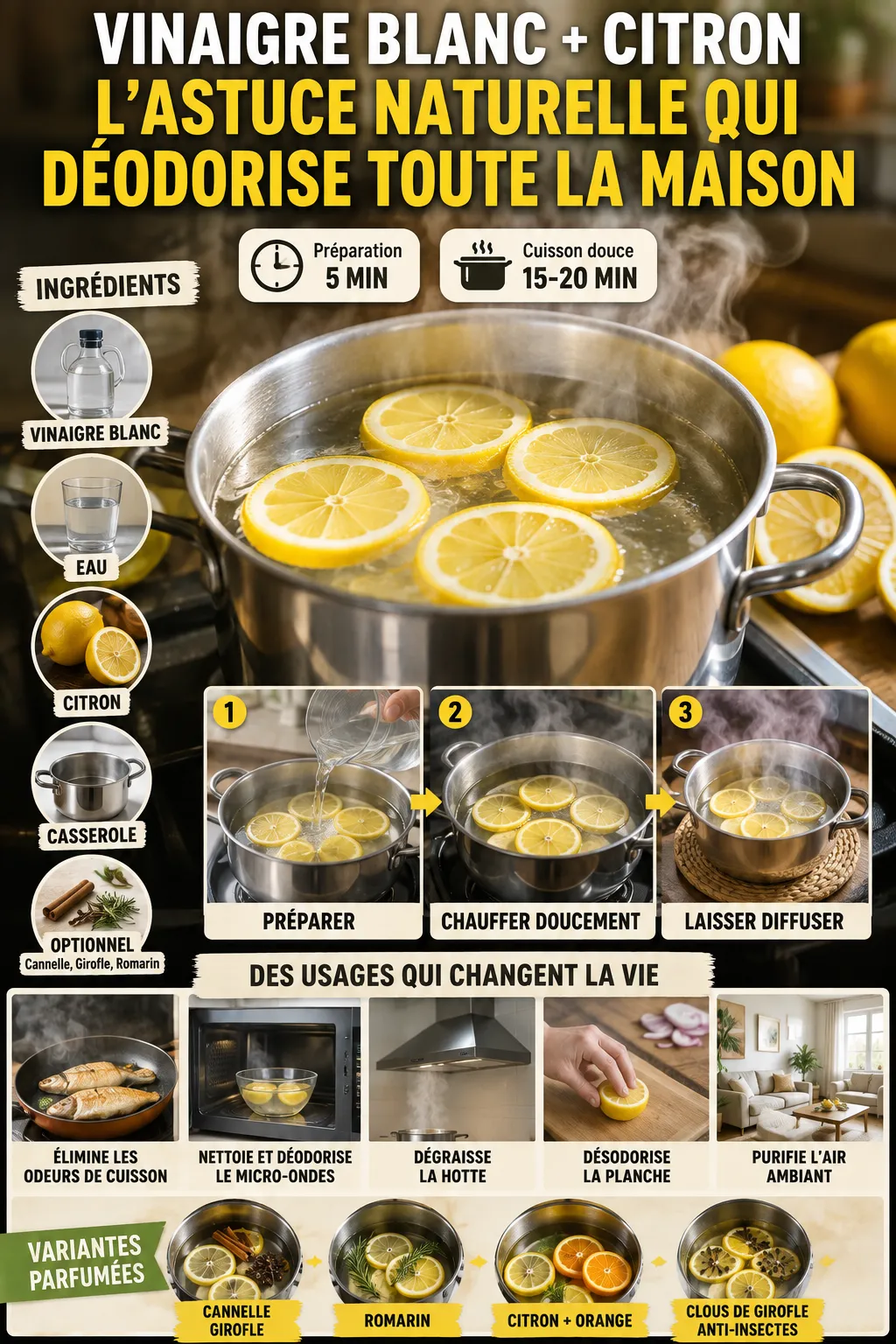 Faire chauffer du vinaigre blanc avec des rondelles de citron : à quoi ça sert et pourquoi c'est recommandé ?
