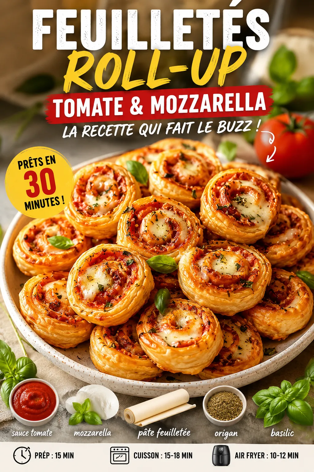 Feuilletés Roll-Up à la Tomate et Mozzarella : la recette qui fait le buzz