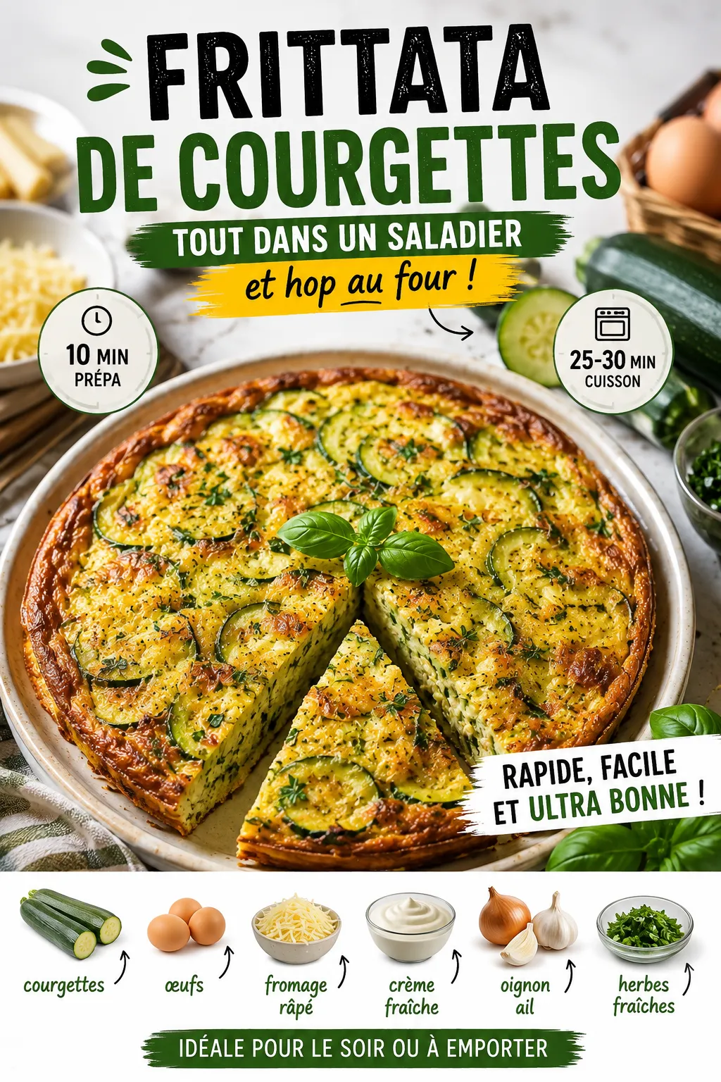 Frittata de courgettes : la recette express où l'on mélange tout dans un saladier et hop au four