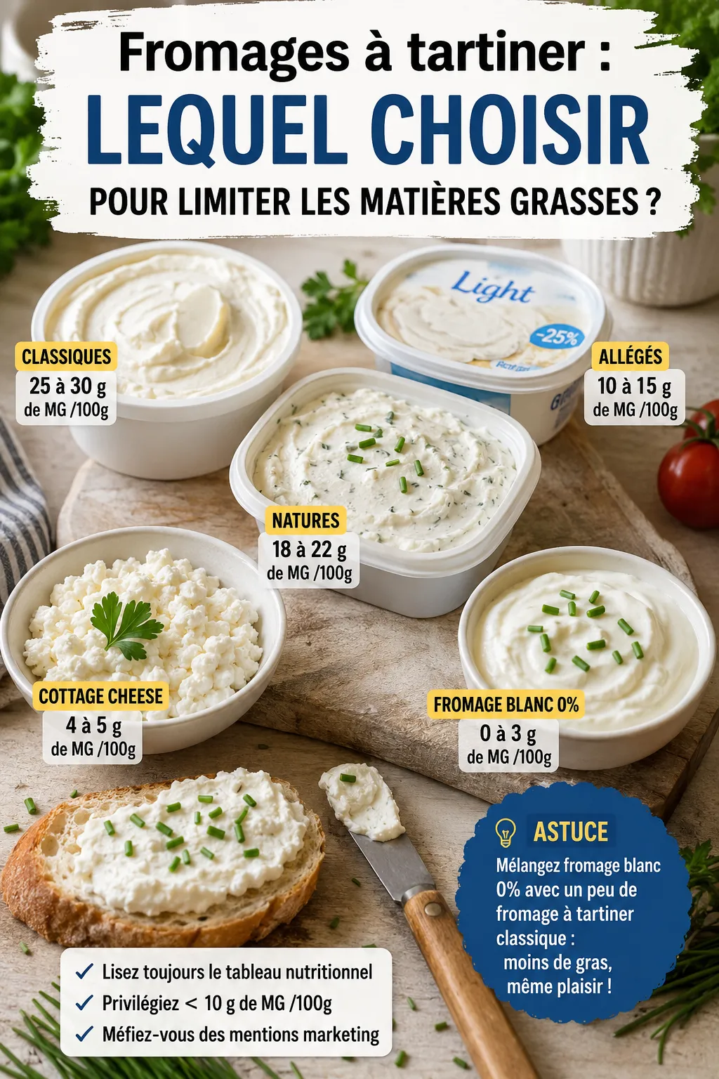 Fromages à tartiner : voici lequel choisir au supermarché quand on veut limiter les matières grasses