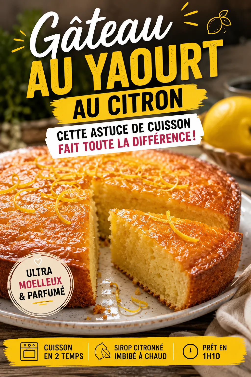 Gâteau au yaourt au citron : cette astuce de cuisson fait toute la différence