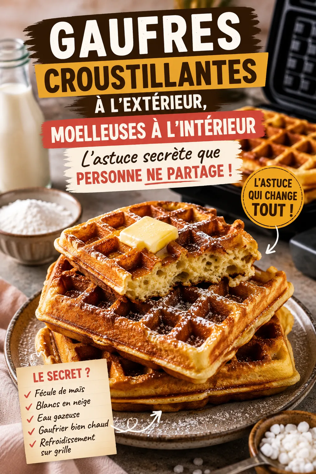 Gaufres croustillantes à l'extérieur, moelleuses à l'intérieur — l'astuce secrète que personne ne partage